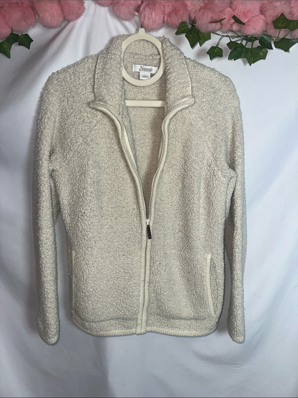 Natural reflections cream Sherpa Zip-Up Jacket